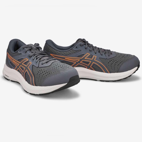 ASICS Men’s Gel-Contend 8 Running Shoe / Athletic Shoe - Grey / White / Orange - Picture 2 of 12